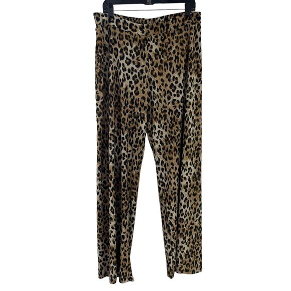 On The Rocks Y2K Tan Brown Cheetah Print Palazzo Pull On Pants Womens XL - Picture 1 of 4